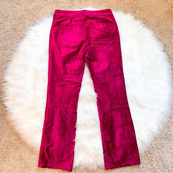 Free People Magenta Velvet Kick-Flare Cropped Pants - Picture 5 of 7